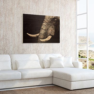 Elephant Arte de Legno Digital Print on Solid Wood Wall Art