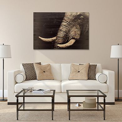 Elephant Arte de Legno Digital Print on Solid Wood Wall Art