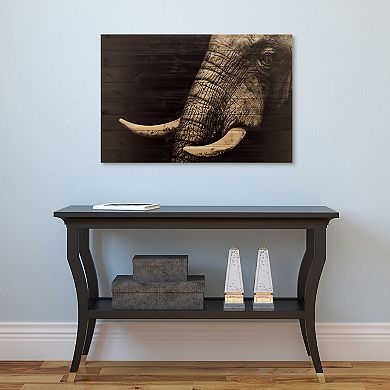 Elephant Arte de Legno Digital Print on Solid Wood Wall Art