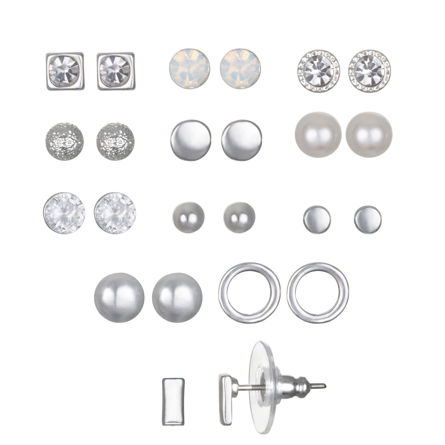 Image for LC Lauren Conrad White Circle Stud Earrings Set of 12 at Kohl's.