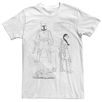 Men's Star Wars The Book Of Boba FettLine Art Collage Tee