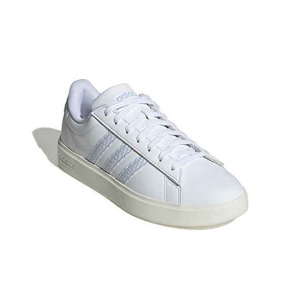 adidas Grand Court Cloudfoam Women's Lifestyle Tennis Shoes - White Blue Seersucker (10)