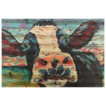 Curious Cow 4 Arte de Legno Digital Print on Solid Wood Wall Art