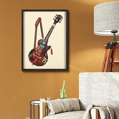 Electric Guitar Collage Framed Graphic Wall Art