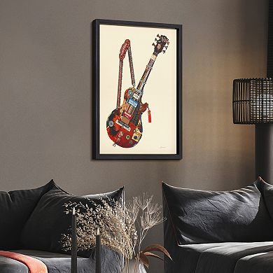 Electric Guitar Collage Framed Graphic Wall Art