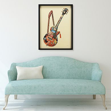 Electric Guitar Collage Framed Graphic Wall Art