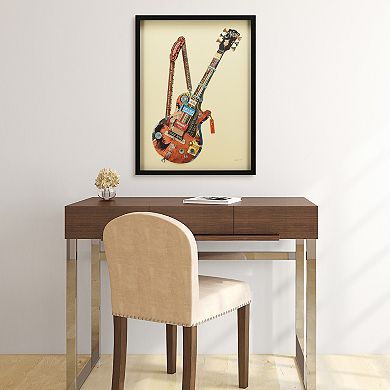 Electric Guitar Collage Framed Graphic Wall Art