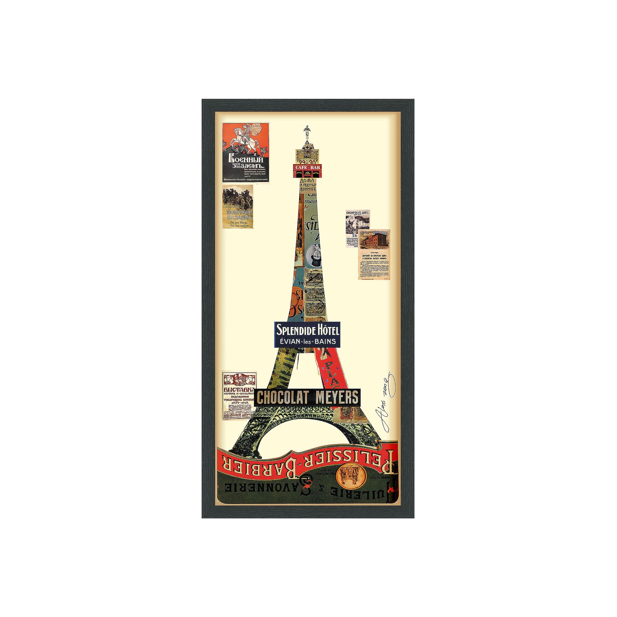 Eiffel Tower Collage Framed Graphic Wall Art, Multi