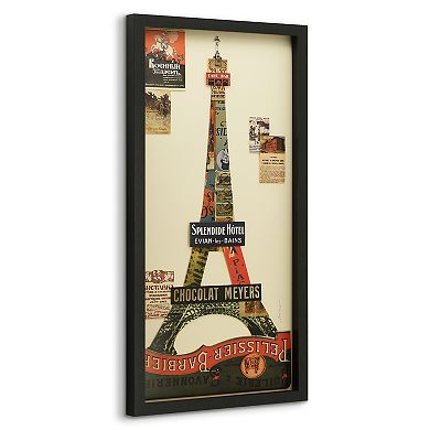 Eiffel Tower Collage Framed Graphic Wall Art