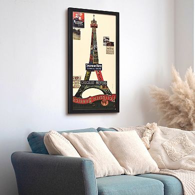 Eiffel Tower Collage Framed Graphic Wall Art
