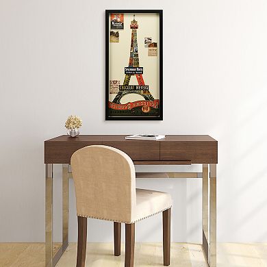 Eiffel Tower Collage Framed Graphic Wall Art