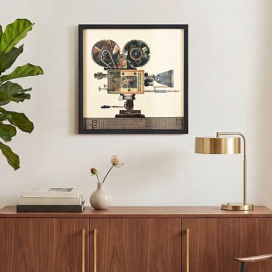 Antique Film Projector Collage Framed Graphic Wall Art