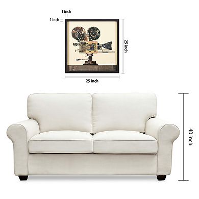 Antique Film Projector Collage Framed Graphic Wall Art