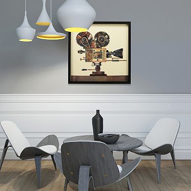 Antique Film Projector Collage Framed Graphic Wall Art