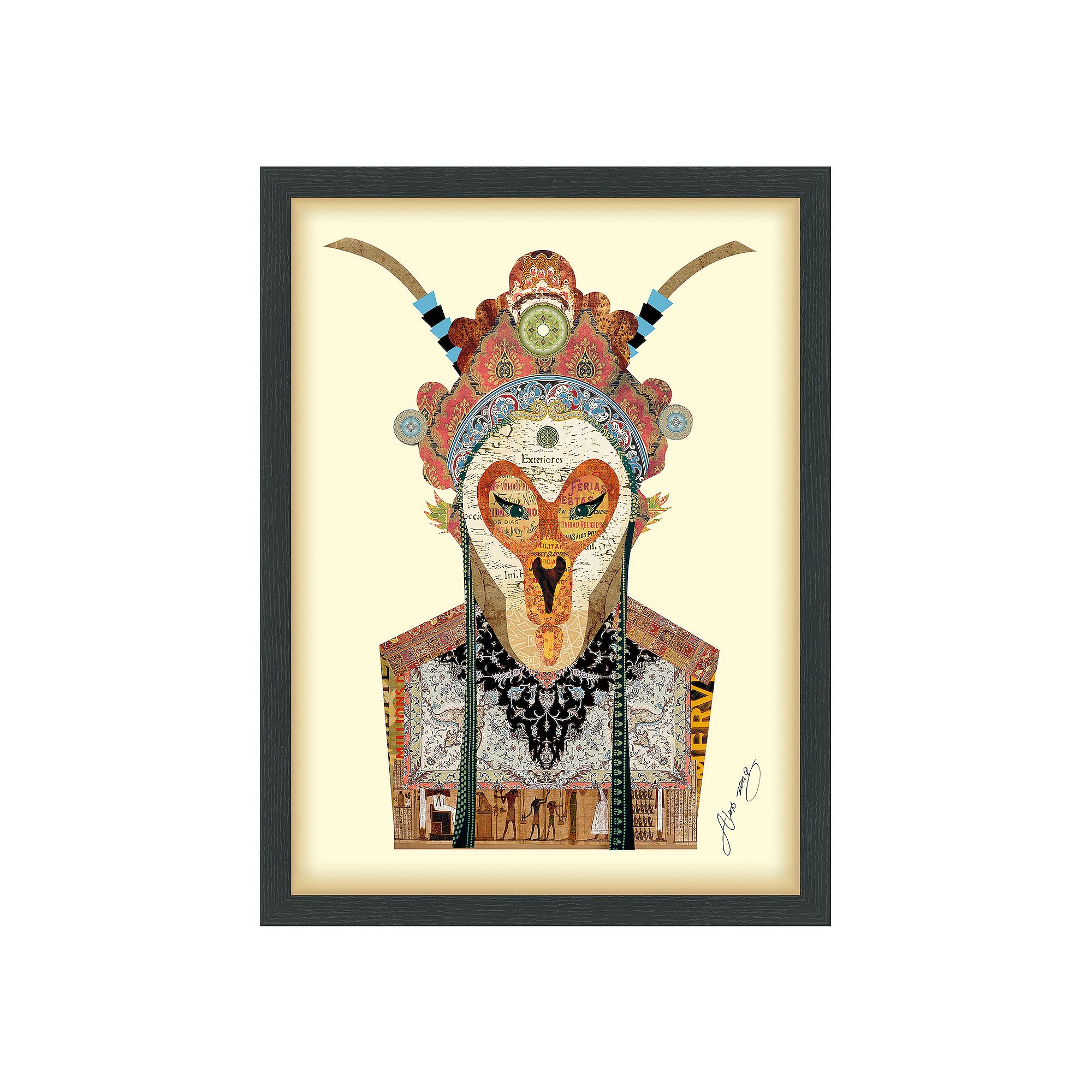 Beijing Opera Mask 1 Collage Framed Graphic Wall Art, Multi