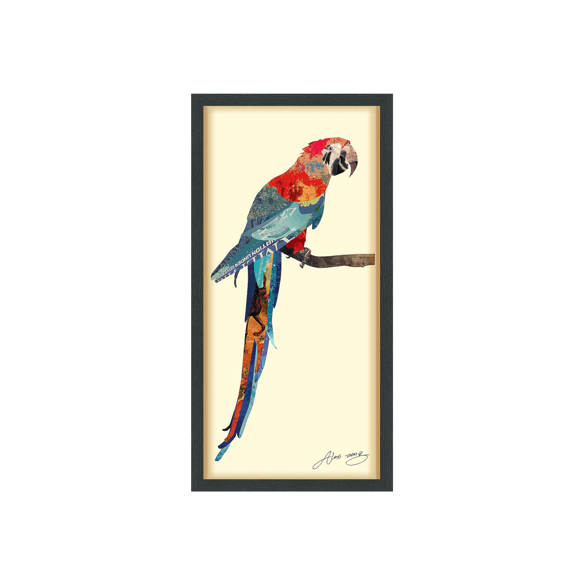 Tropical Parrot Collage Framed Graphic Wall Art, Multi