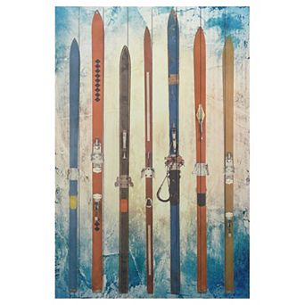 Retro Skis 2 Arte de Legno Digital Print on Solid Wood Wall Art