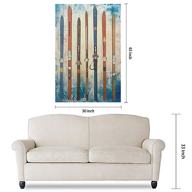 Retro Skis 2 Arte de Legno Digital Print on Solid Wood Wall Art