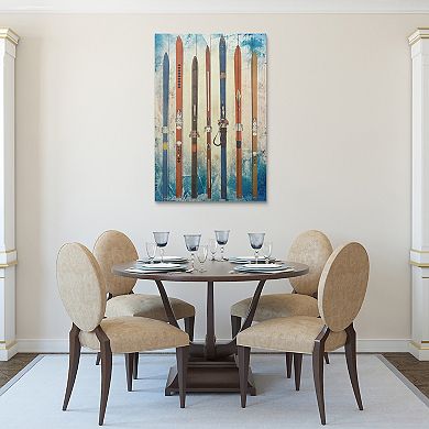 Retro Skis 2 Arte de Legno Digital Print on Solid Wood Wall Art