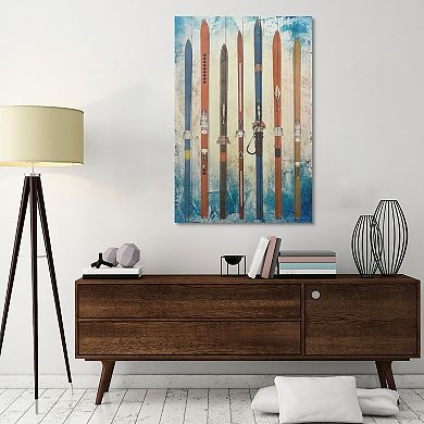 Retro Skis 2 Arte de Legno Digital Print on Solid Wood Wall Art