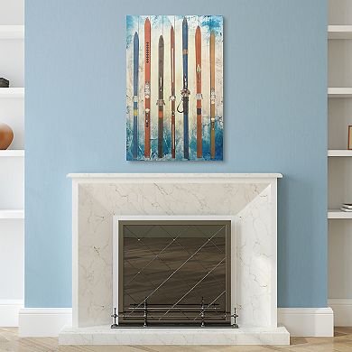 Retro Skis 2 Arte de Legno Digital Print on Solid Wood Wall Art