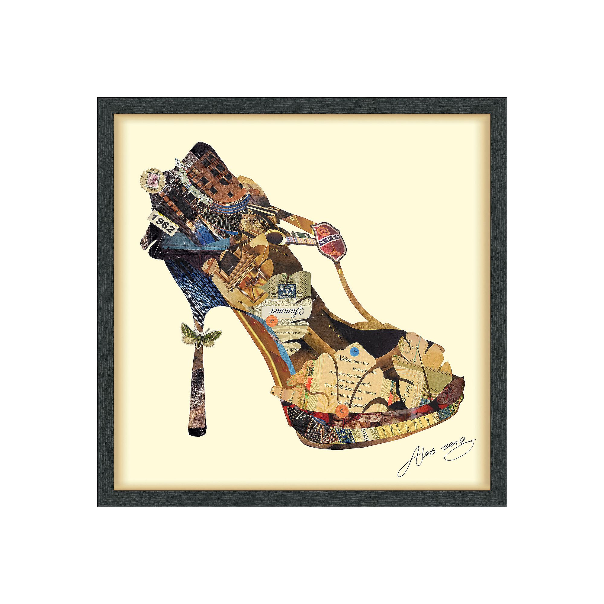 High Heel Collage Framed Graphic Wall Art, Multi