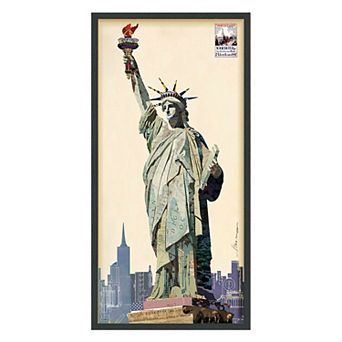 Lady Liberty Collage Framed Graphic Wall Art