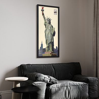 Lady Liberty Collage Framed Graphic Wall Art