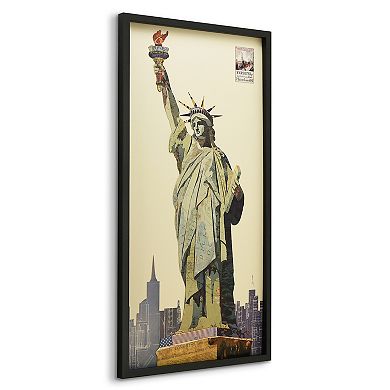 Lady Liberty Collage Framed Graphic Wall Art