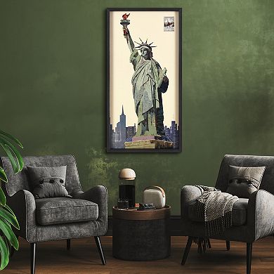 Lady Liberty Collage Framed Graphic Wall Art