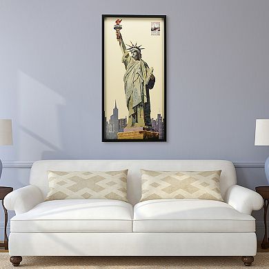 Lady Liberty Collage Framed Graphic Wall Art
