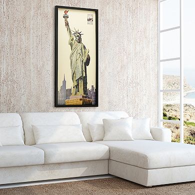 Lady Liberty Collage Framed Graphic Wall Art