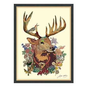 Mr. Deer Collage Framed Graphic Wall Art