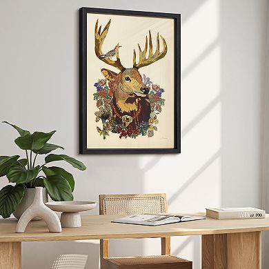 Mr. Deer Collage Framed Graphic Wall Art