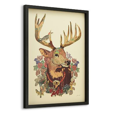 Mr. Deer Collage Framed Graphic Wall Art