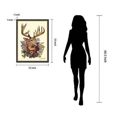 Mr. Deer Collage Framed Graphic Wall Art