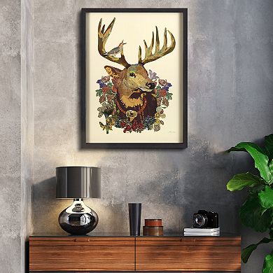 Mr. Deer Collage Framed Graphic Wall Art