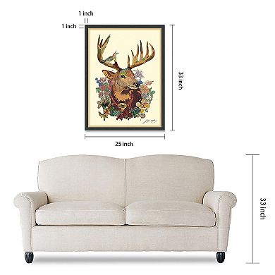 Mr. Deer Collage Framed Graphic Wall Art
