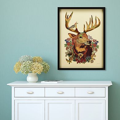 Mr. Deer Collage Framed Graphic Wall Art