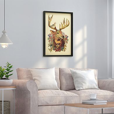 Mr. Deer Collage Framed Graphic Wall Art