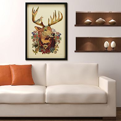 Mr. Deer Collage Framed Graphic Wall Art