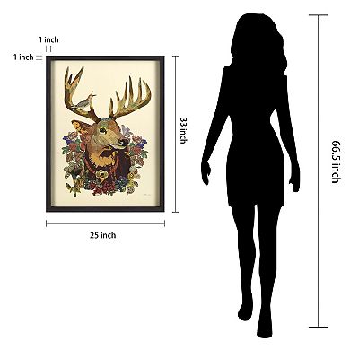 Mr. Deer Collage Framed Graphic Wall Art