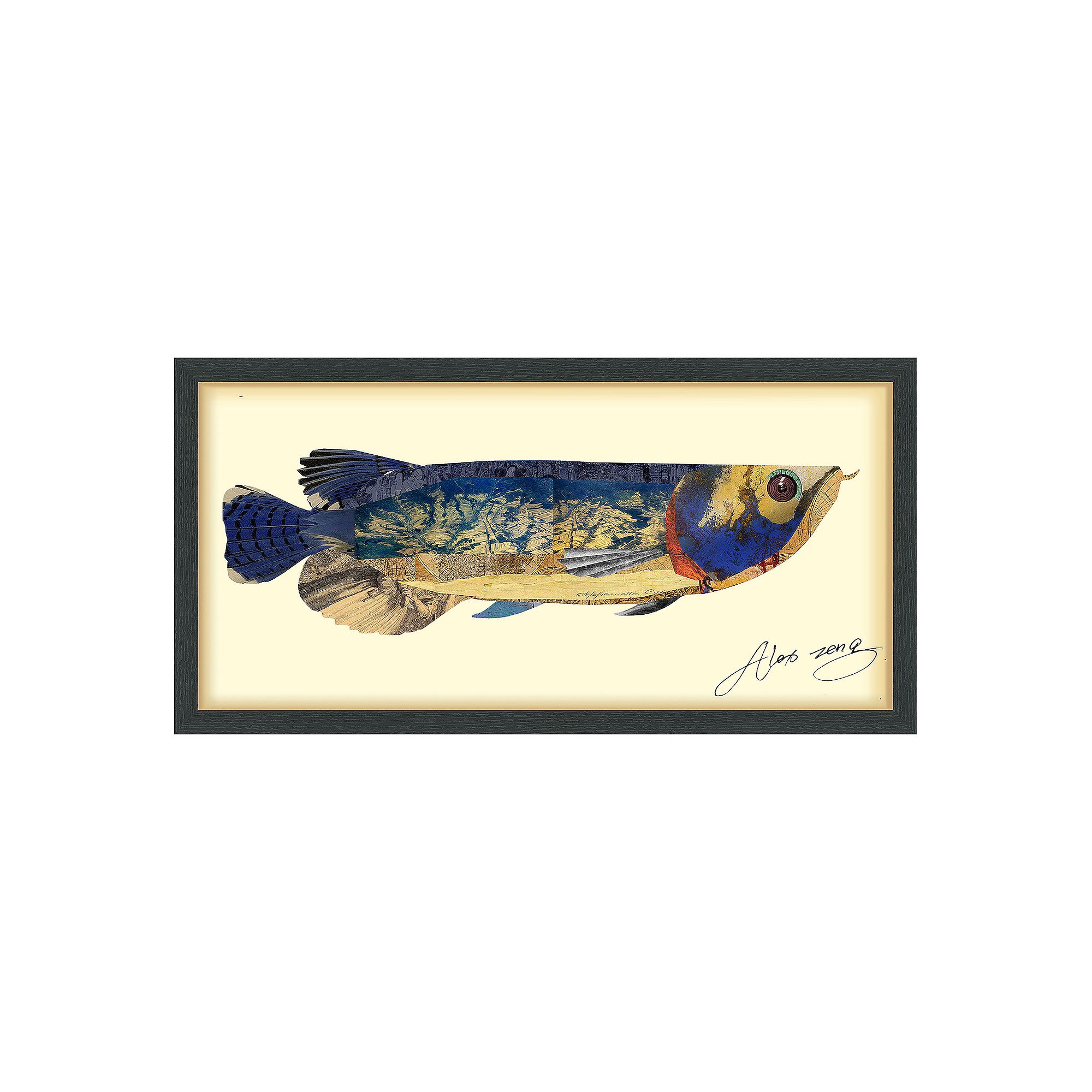 Arowana Fish Collage Framed Graphic Wall Art, Multi