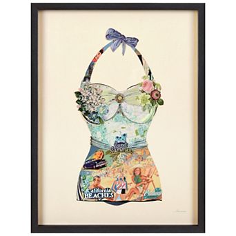 California Beach Collage Framed Graphic Wall Art