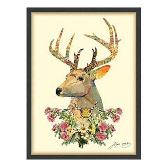 Mrs. Deer Collage Framed Graphic Wall Art