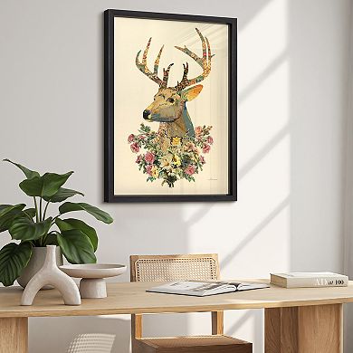Mrs. Deer Collage Framed Graphic Wall Art