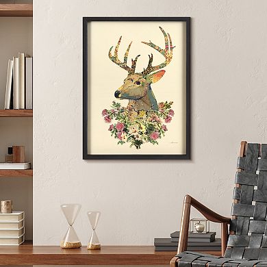 Mrs. Deer Collage Framed Graphic Wall Art