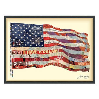 Old Glory Collage Framed Graphic Wall Art