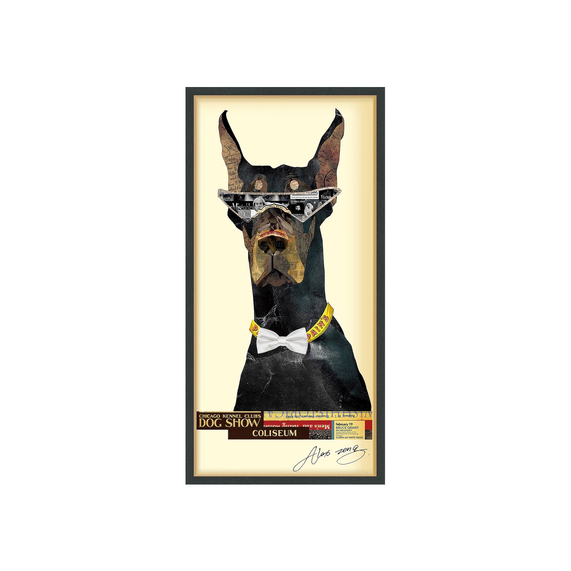 Doberman Pinscher Collage Framed Graphic Wall Art, Multi