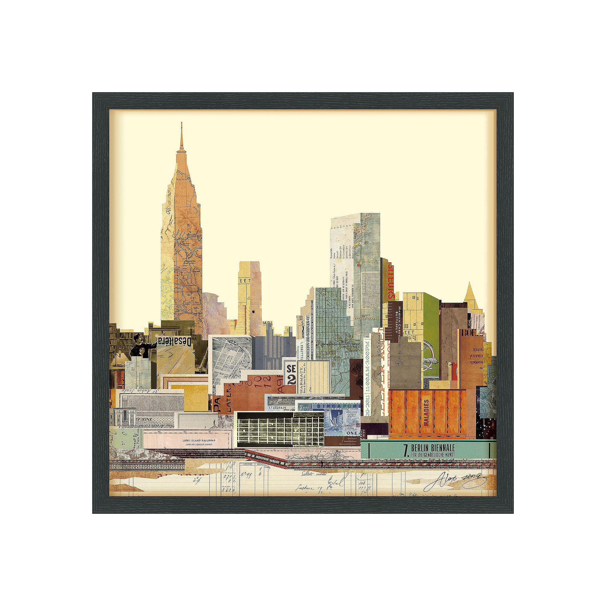 New York City Skyline Collage Framed Graphic Wall Art, Multi